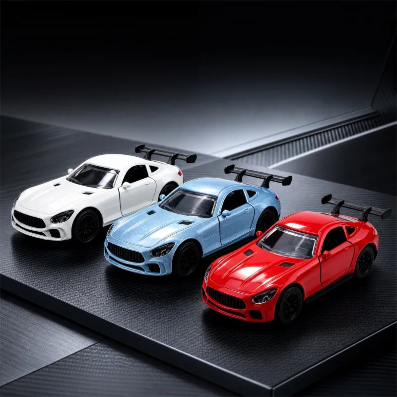 Alloy Die-Cast Two-Door coupe Model, a Retractable Motion Simulation Racing Toy Car with Openable Doors, Available in 3 Colors