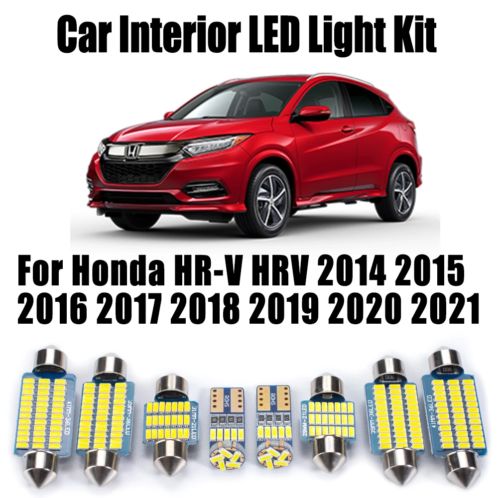 

12Pcs For Honda HR-V HRV 2014 - 2017 2018 2019 2020 2021 Canbus Car Accessories LED Interior Reading Trunk Map Dome Light Kit