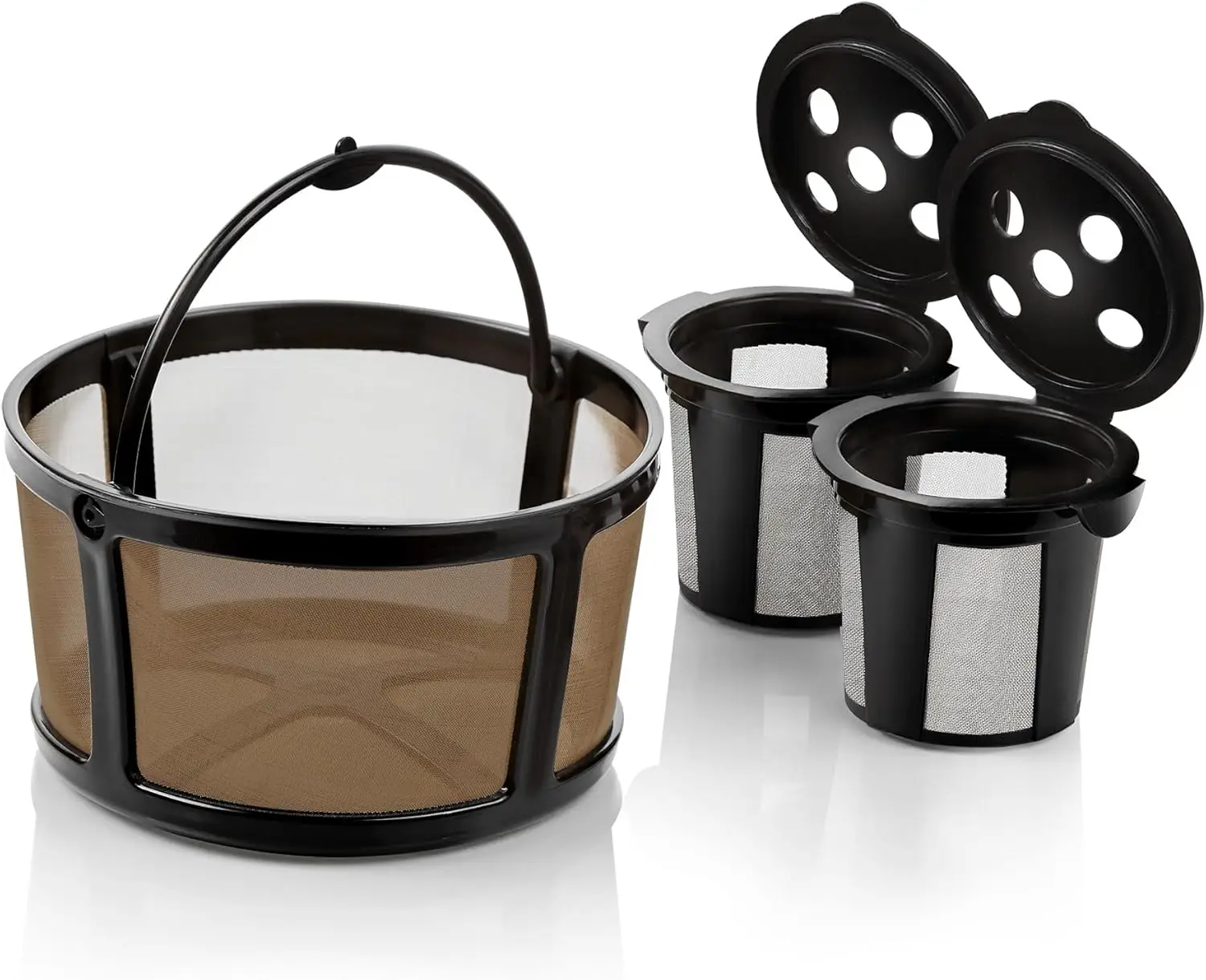 

Reusable Coffee Filters for Single Serve & Carafe Makers, 2 K Cups and Basket, Eco-Friendly and Easy Clean