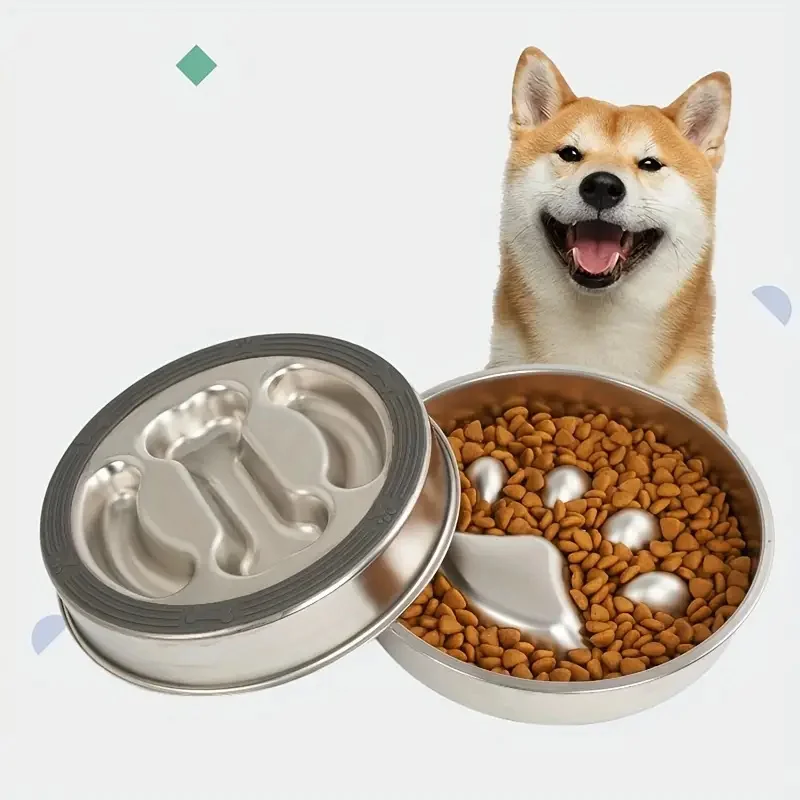 Premium Stainless Steel Pet Bowl Cervical Spine Protection for Dogs & Cats Pet Choke and Choke Prevention Slow Food Bowl