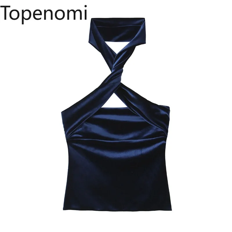 Topenomi INS Tank Top Women Sexy Velvet Sleeveless Slim Fit Short Vest Camis American Temperament All Match Party Y2k Tops Mujer