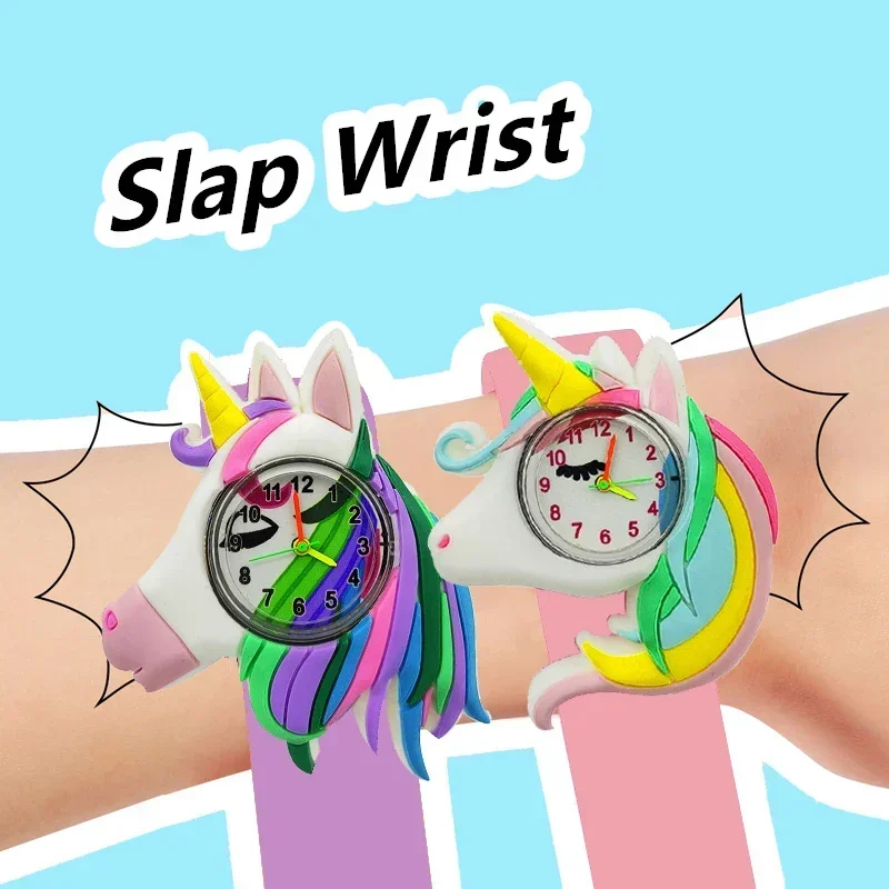 2024 New Exquisite Children Watches 2-14 Years Old Baby Study Time Toy Slap Bracelet Kids Watches for Boys Girls Birthday Gift