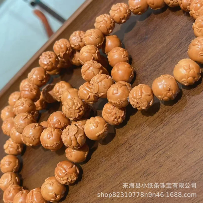 

Premium Monkey Gold Swallowing Walnut Large Size Single Circle Buddhist Bead Bracelet Men