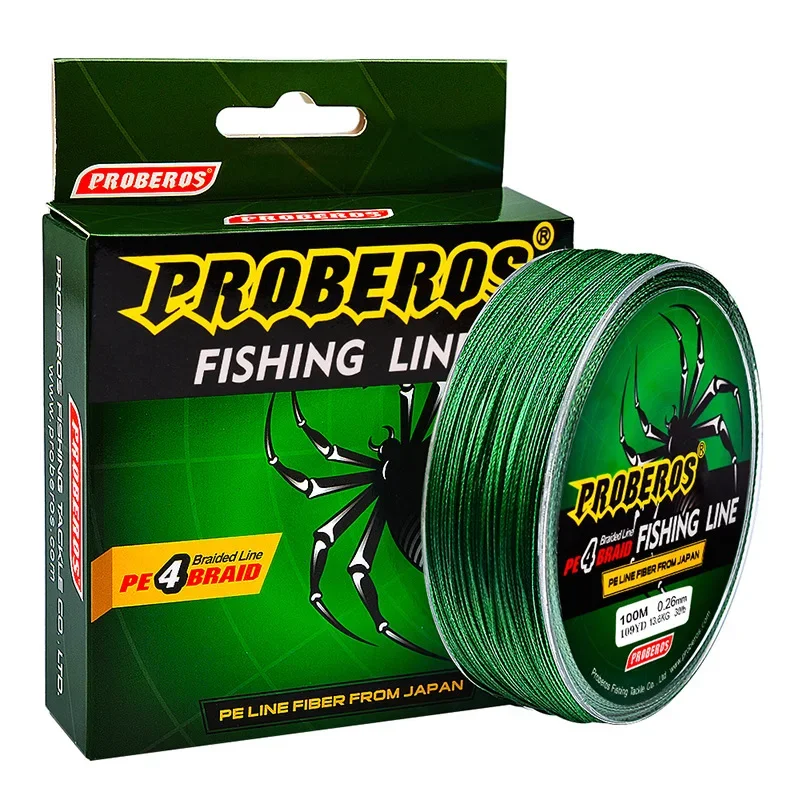 

PROBEROS 100M 4 Braids Fishing Line Superior Abrasion Resistance 4 Weaved Fish Wire 6LB-100LB Cord Fishing Tackle PE Braided Sea