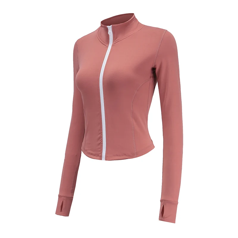 Autumn Sport Jacket Women Long Sleeve Zip Fitness Yoga Shirt Top Workout Gym Activewear Sport Running Coats Training Clothes