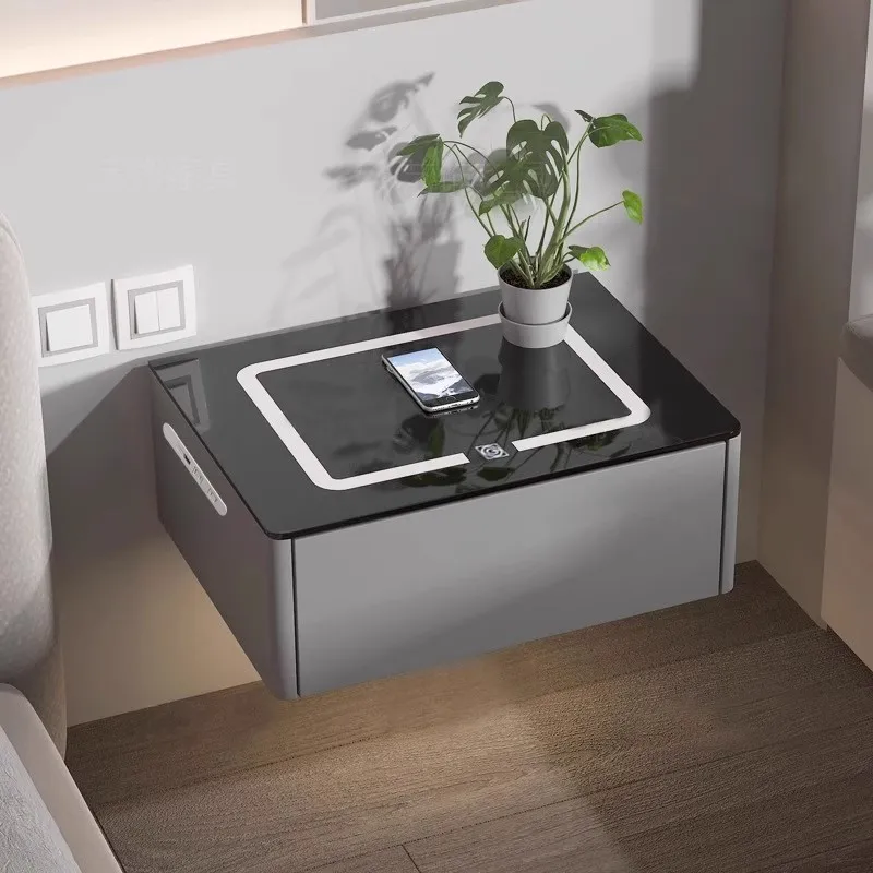 Creative Smart Floating Nightstand with Bluetooth Speakers & USB Port with Wireless Charging Modern Style Bedside Table
