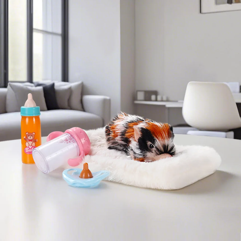 Schattig huisdier drie bloem varken speelgoed zacht levensecht varken kinderen speelhuis speelgoed met fles + fopspeen accessoires herboren pop verjaardagscadeau
