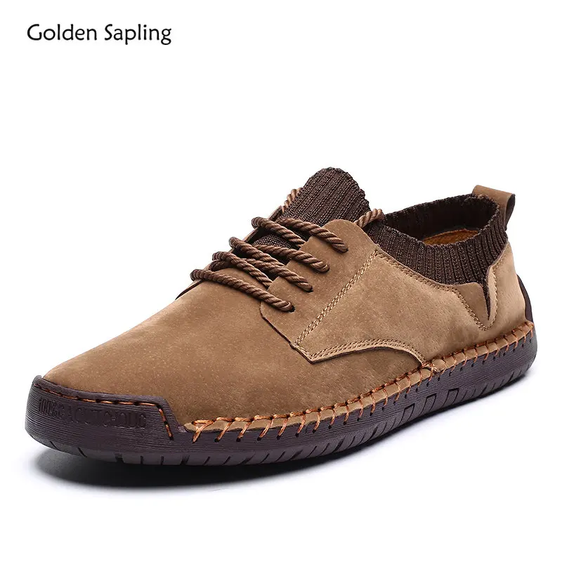 Golden Sapling Retro Men's Casual Shoes Lightweight Leisure loafers for men Leather sewing Driving Shoe Classic Fashion Footwear