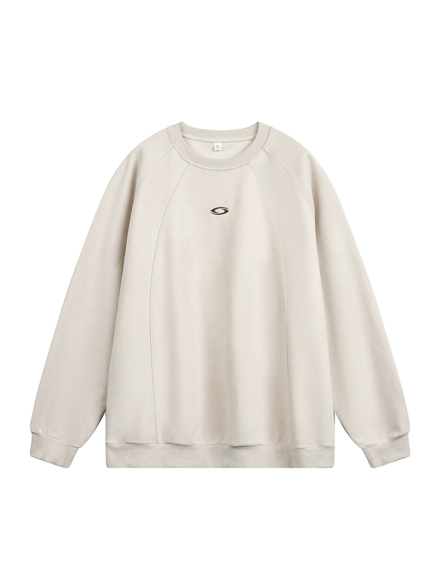 Felpa rotonda alla moda in pelle scamosciata ricamata Ne, top casual da uomo allentato per la gioventù autunnale in fibra di poliestere, fibra elastica in spandex