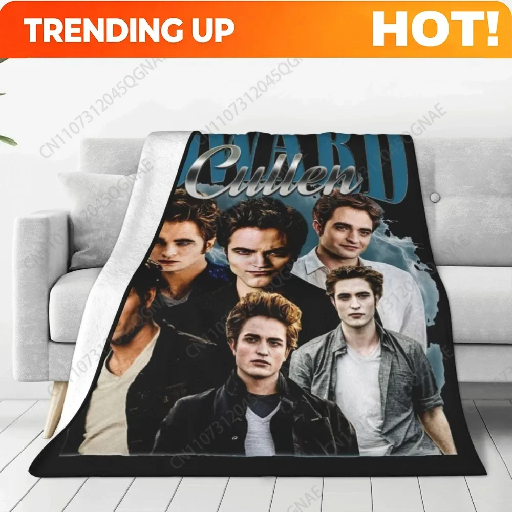 Custom Edward Cullen Retro 90 Homage Twilight Blanket Cover Robert Pattinson Wool Throw Blankets Airplane Travel Soft Warm Bedsp