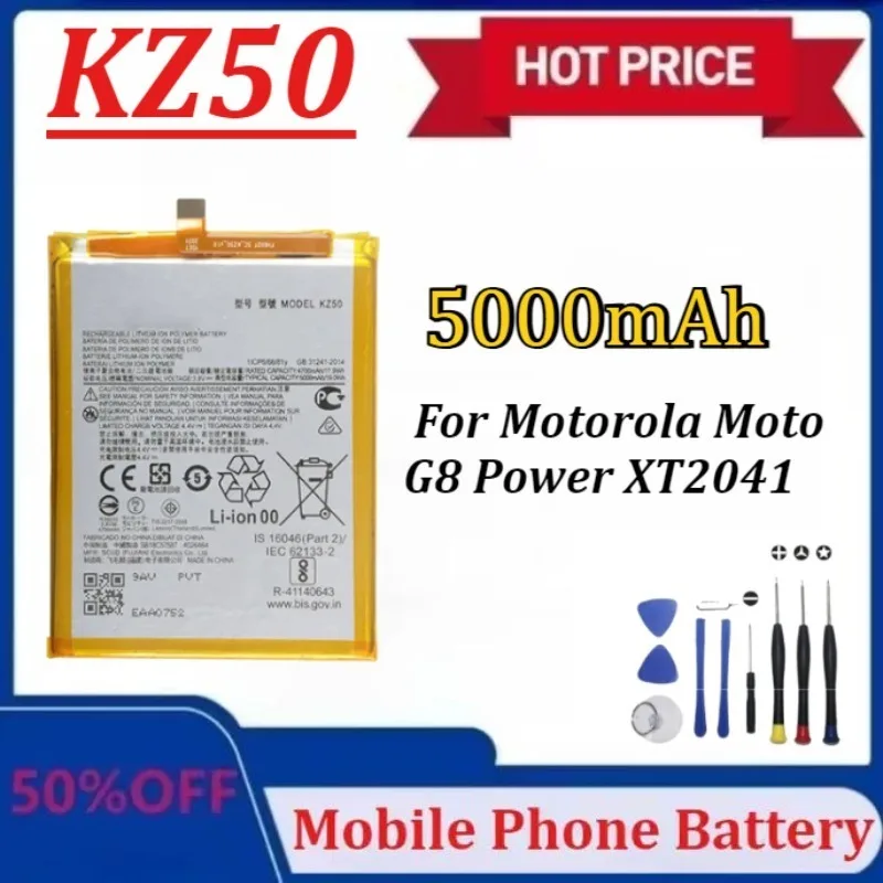 

Модернизированный аккумулятор KZ50 5000 мАч для телефона Motorola Moto G8 Power XT2041, аккумуляторы большой емкости + инструменты