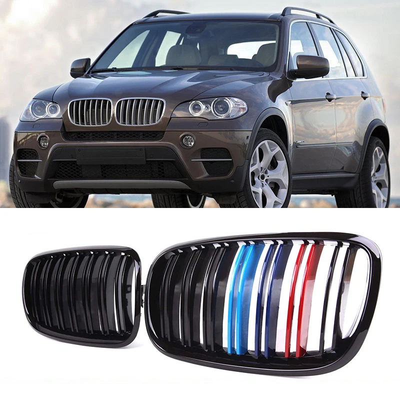 Car Kidney Grill Gloss Black M Racing Double Line Grille For BMW E70 E71 E72 X5 X6 2007-2014 Car Tuning Front Grills Accessories