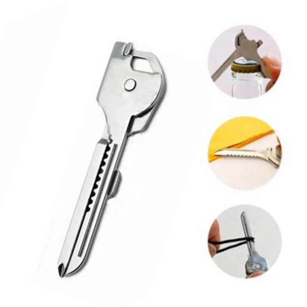 Mini Pocket Keychain Multitool Key Shape Opener Screwdriver Survival Escape Tool Key Survival Tool Outdoor Sports Camping Tools