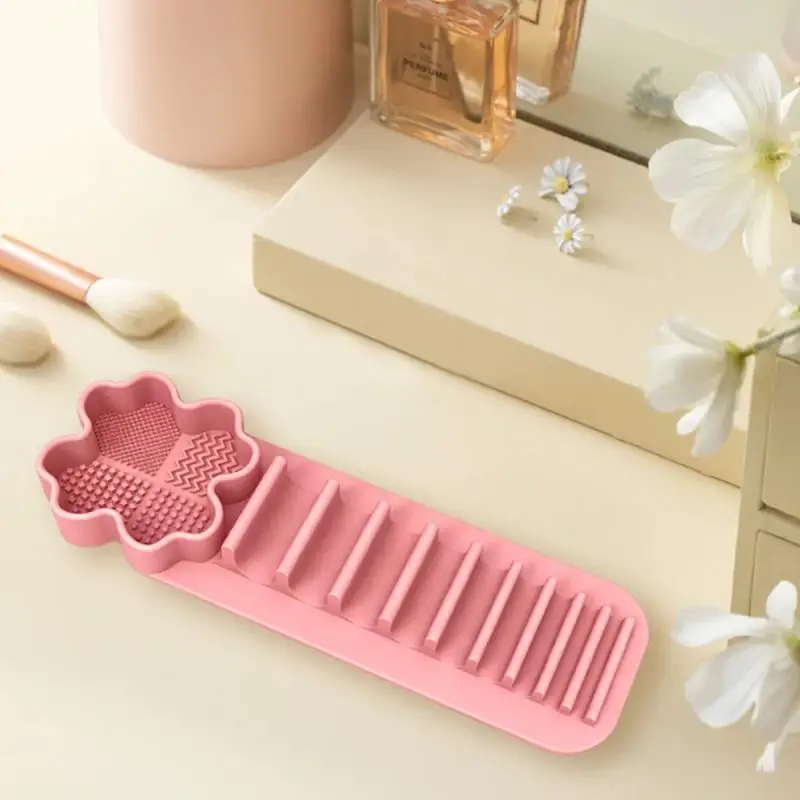 1PC Makeup Brush Organizer - Strong Adhesive, Quick-Dry Vertical Brush Rack, Scratch-Resistant - for Vanity, Bathroom, Salon