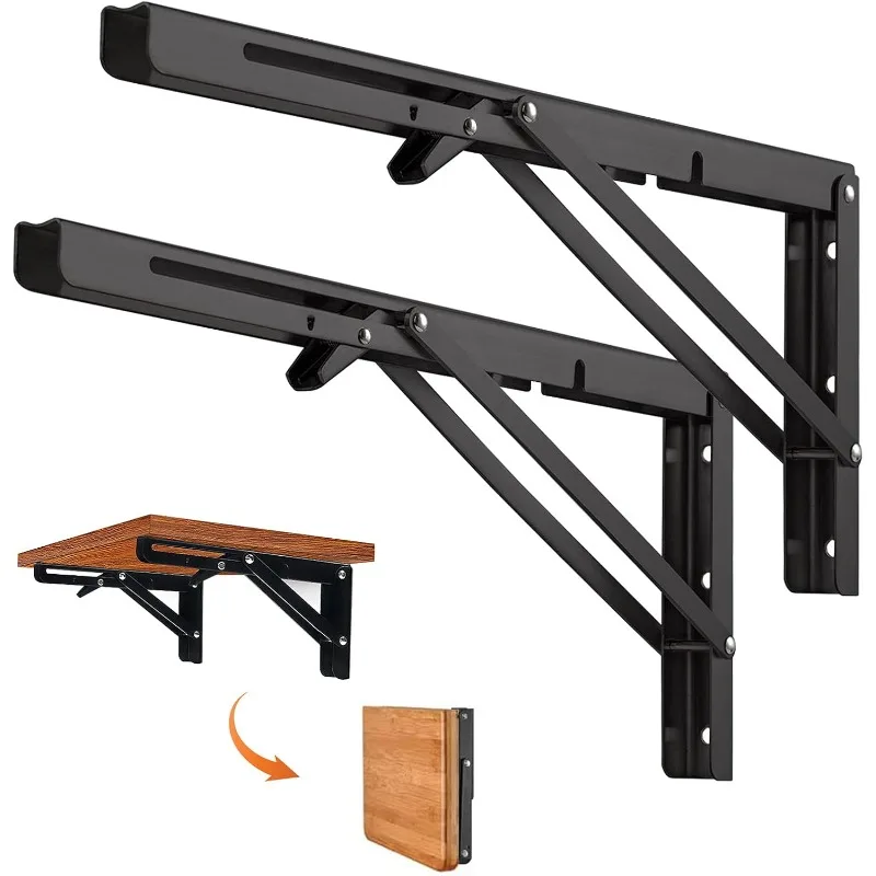 2 Piezas, Acabado Negro, Soporte Plegable para Mesa de Autocaravana, Accesorios Interiores para Autocaravana, Caravana, RV, Remolque, Food Truck