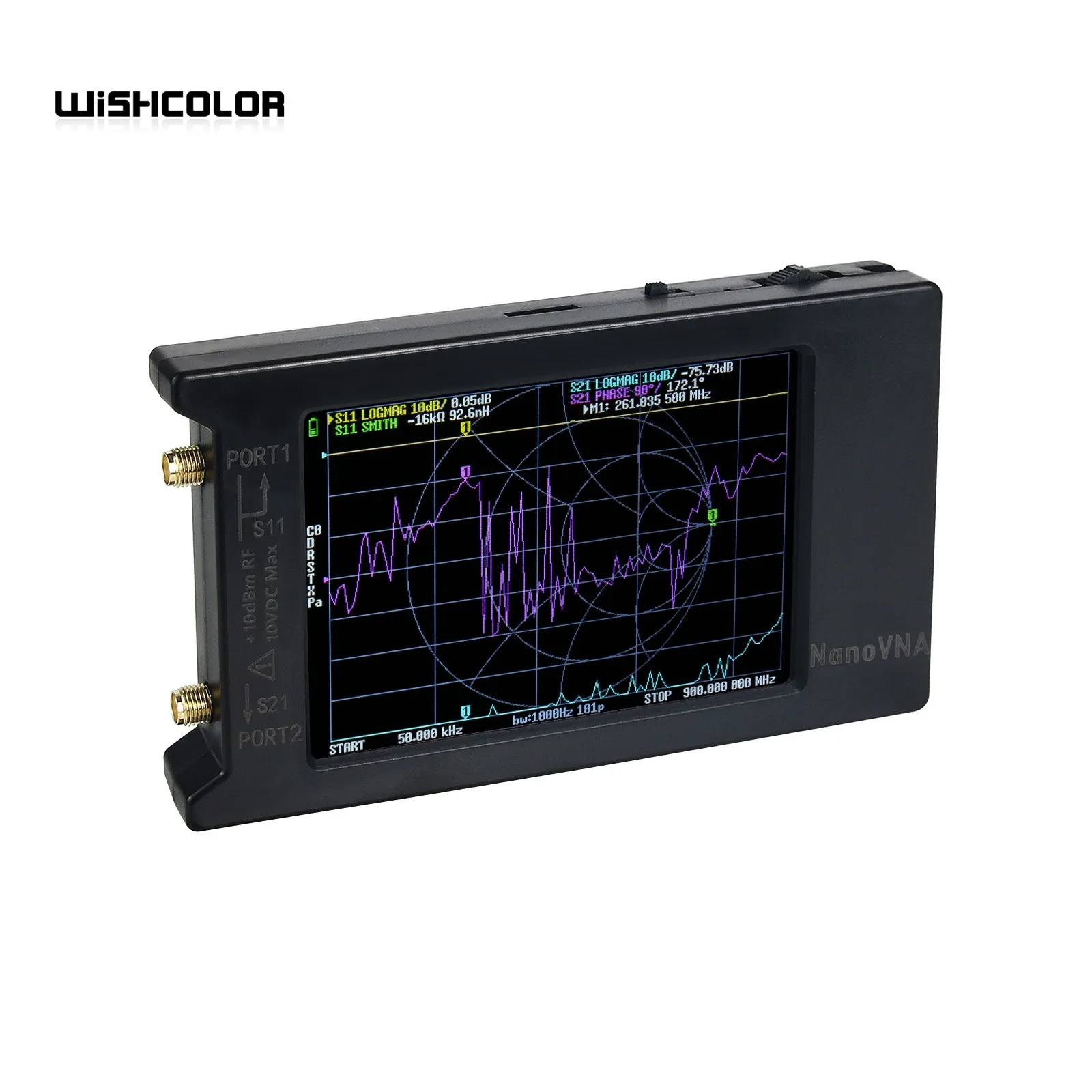 Analyseur de réseau vectoriel Wishcolor 50KHz-1.5GHz Vector NanoVNA avec écran LCD 4 "pour NanoVNA-H4 d'antenne UHF