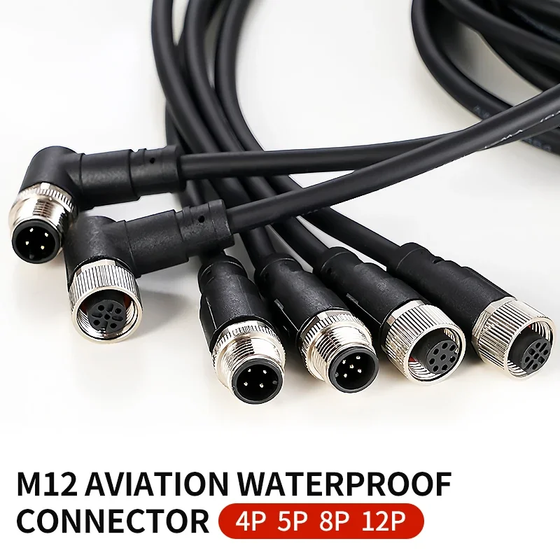 2Meters M12 sensor connector waterproof cable plug Male&Female 4 5 8 12Pin PVC Integrated injection molding M12 connectors