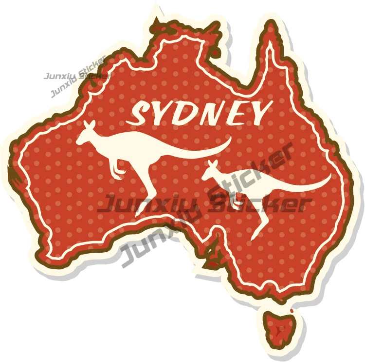 

Sydney Kangaroo Map Sticker Australia Travel Car Bumper Decal Accessories Scratch Cover Sticker For Car Bumper Moto Z Stickers