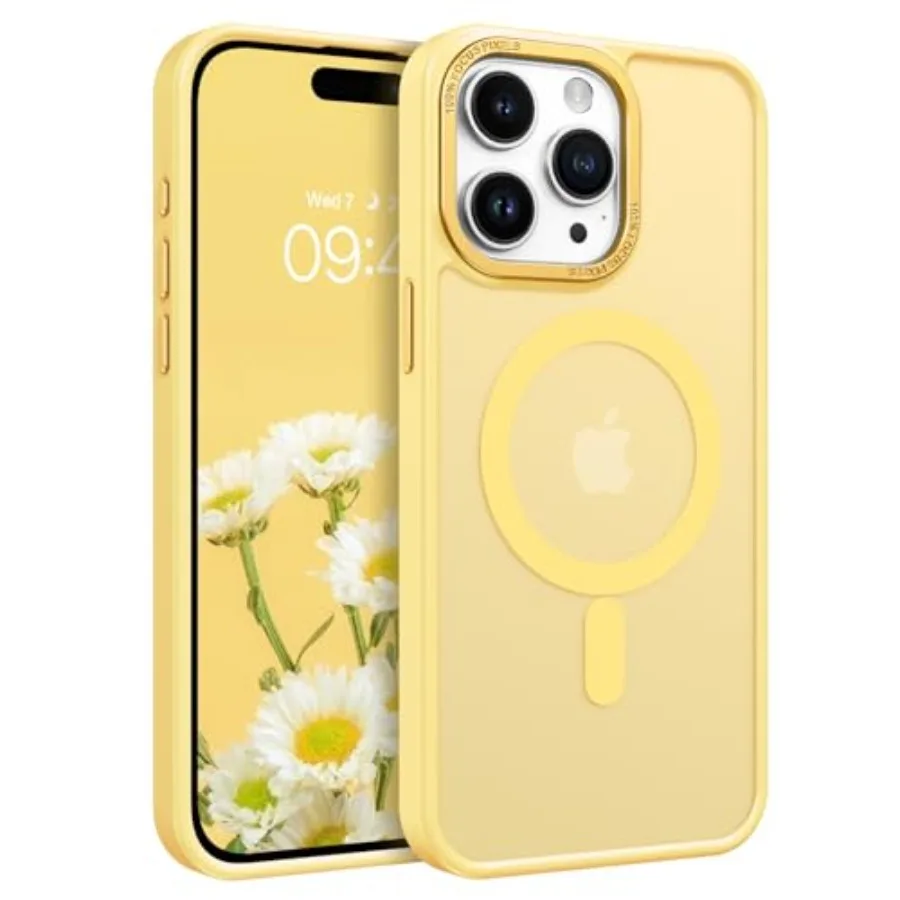 

Magnetic for iPhone 15 Pro Max Case, [Compatible with MagSafe] Translucent Matte Frosted Anti-Fingerprint Slim Shockproof Women