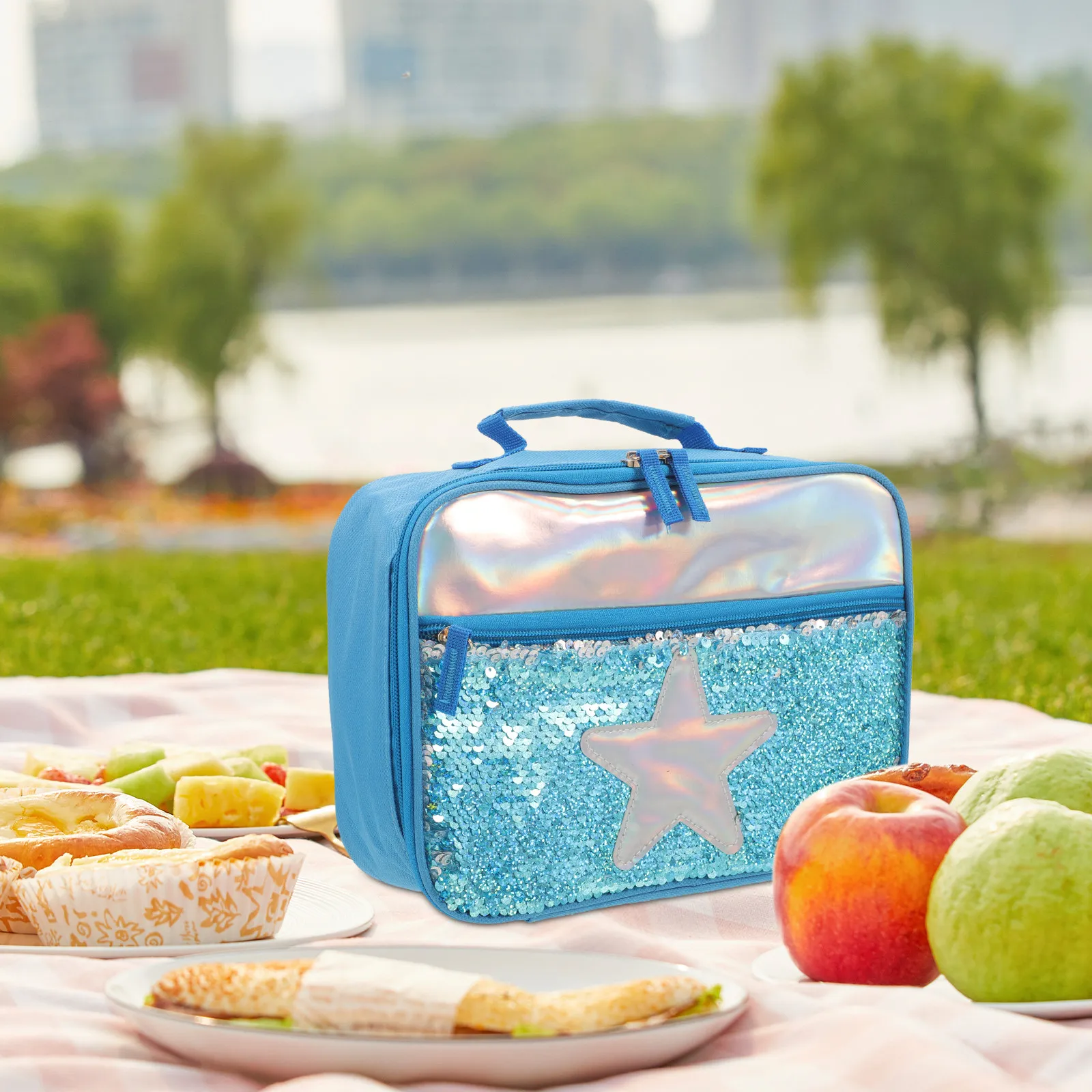 

Portable Lunch Bag Insulation Package Aluminum Foil Picnic Thermal Meal Preservation Purple Stylish Multifunctional Office