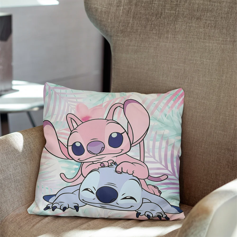 Lilo & Stitch Stitch Kussensloop Cartoon Kussen Decor Kussensloop Auto Anime Slaapkamer Sofa Kussenhoes Perzik Huid Fluweel 45X45Cm