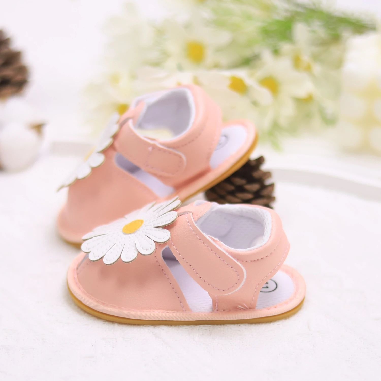 حذاء طفل رضيع زوج الأولى أحذية ما قبل الخطوة موضة الصنادل الصيفية زهرة