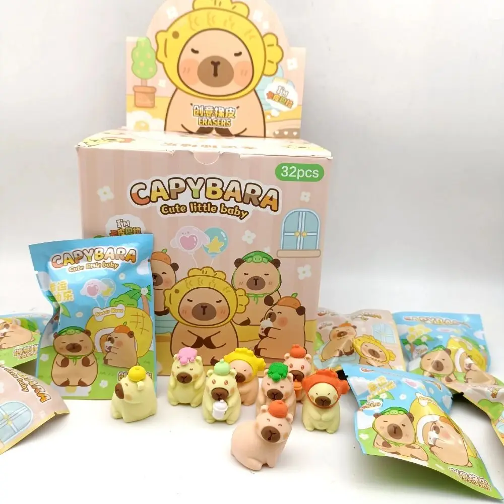 Cute Capybara Pencil Eraser Cartoon Birthday Gift Blind Bag Rubber Stationery Kids