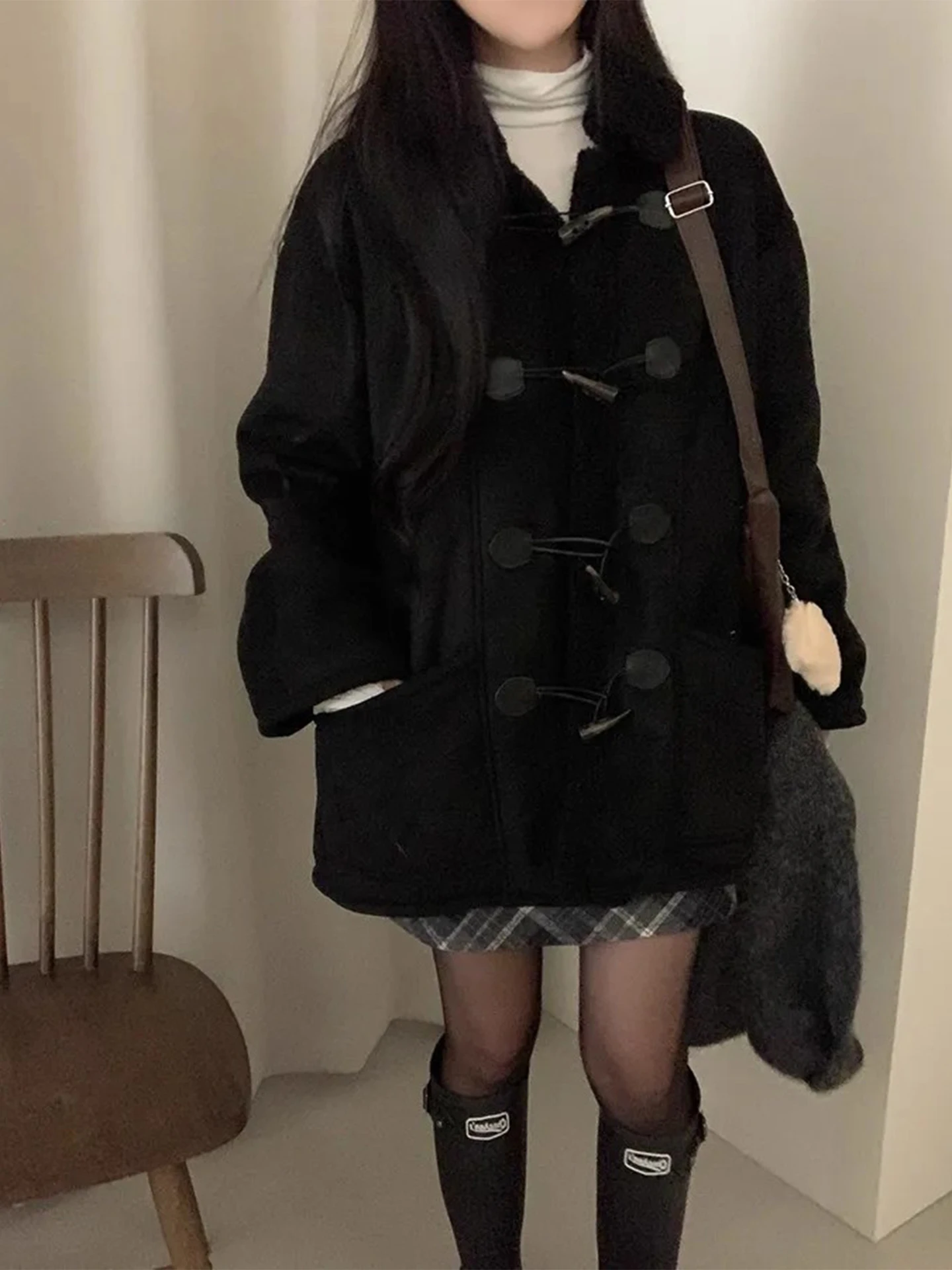 Thiened Lamb Fur Coat Women's Retro Buttoned Casual Long Sve Warm Outerwear Spring Autumn Winter Seasonal Faion Sle