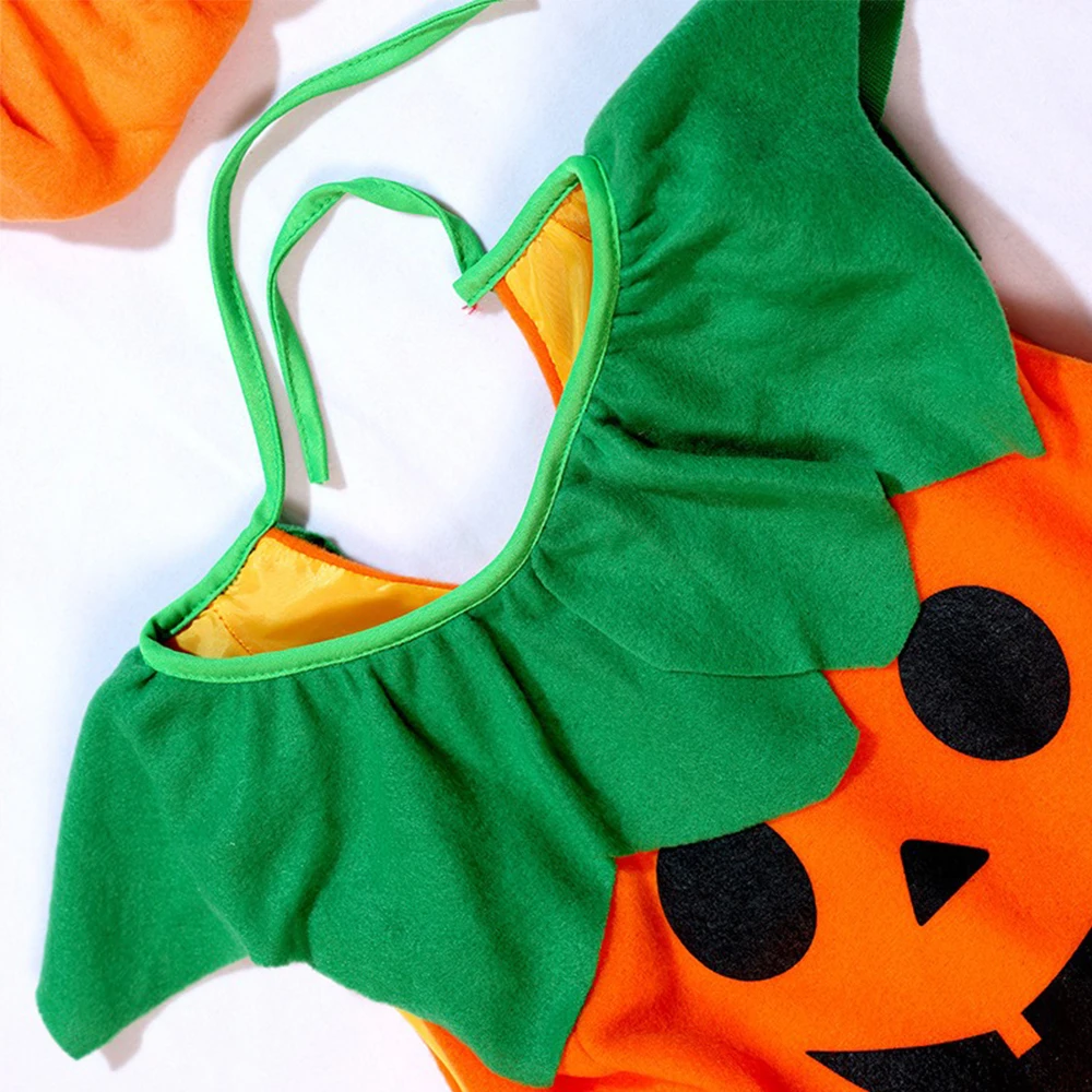 Costume de citrouille d'halloween pour enfants, pour garçons et filles, combinaisons de jeu de rôle sur scène, hauts + chapeau + sac, ensemble de vêtements de fête de carnaval