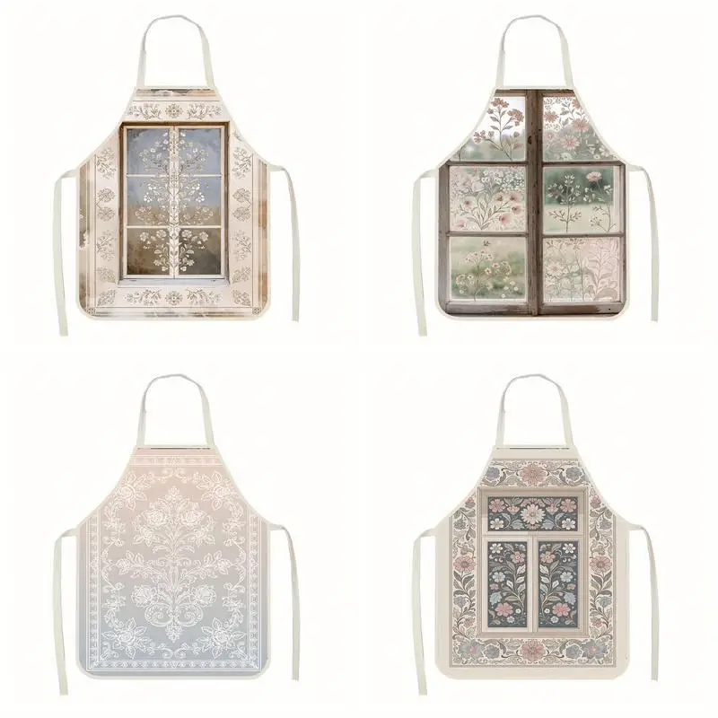 

Льняные фартуки с цветочным узором, подходящие для приготовления пищи на кухне, общения родителей и детей, рисования и других мероприятий.