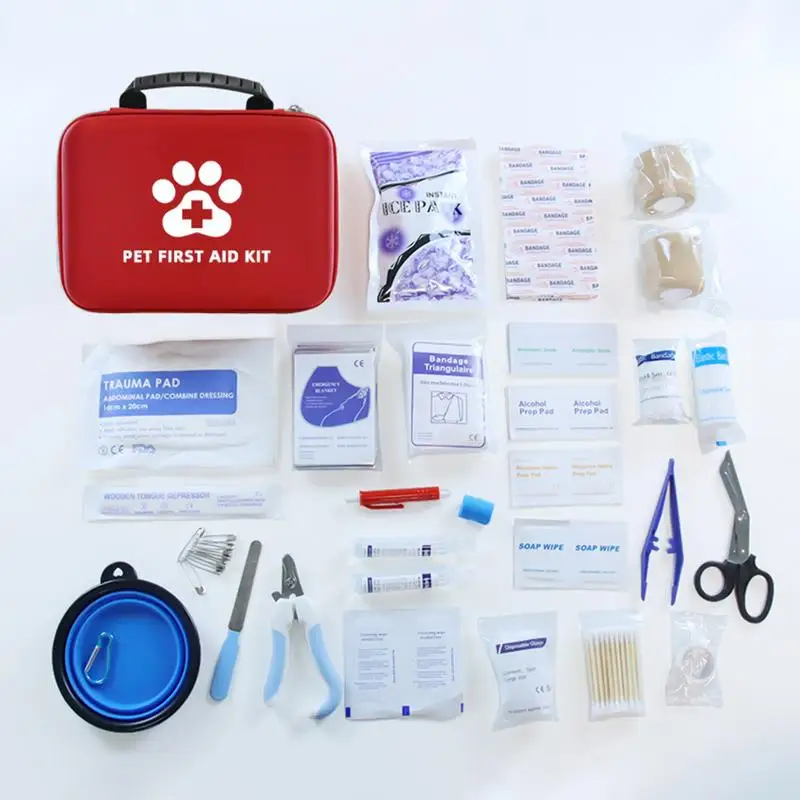 

Outdoor Preparedness Set for dogs and cats pet first aid kit with Elastic Bandages Cleaning Wipes emergency supplies