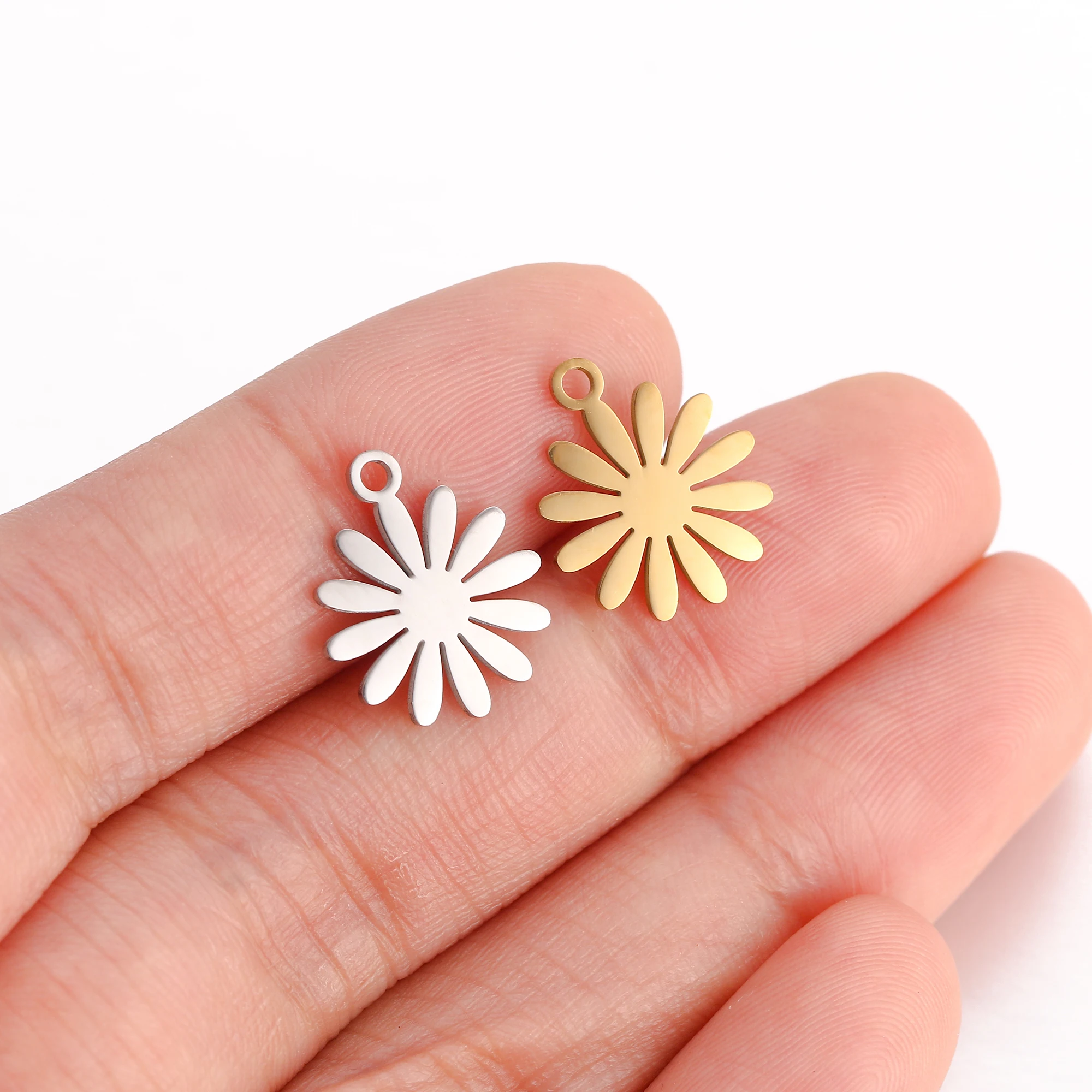 5PCS Nette Sonne Blume Charms Rose Blume Gold Farbe Charme Für Schmuck Machen Liefert DIY Halskette Ohrring Armband Zubehör – Detail 7