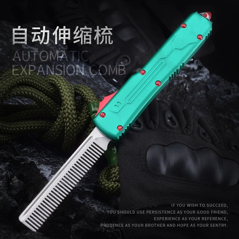 UT85 Automatic Telescoping Technology Stainless Steel Aviation Aluminum Handle Metal Straight Jump Tactical Comb EDC A51