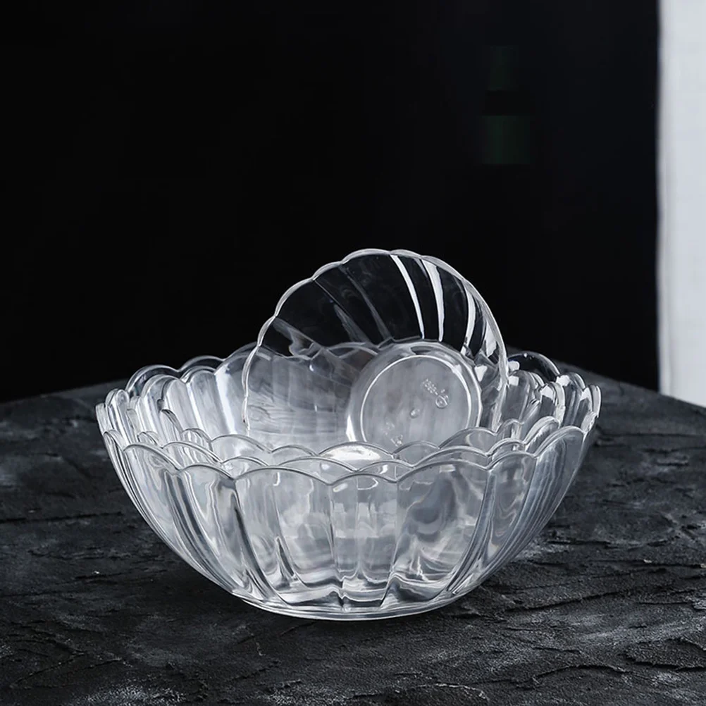 

Food Containers Salad Bowl Veggie Platter Clear Mixing Transparent Vegetable Serving Fruit Acrylic Dessert Bowls Lotus