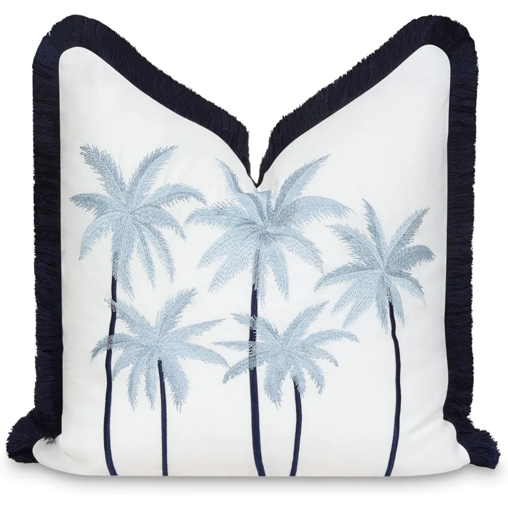 

Premium Coastal Patio Pillow Cover, 20x20, Water-Resistant, Ideal for Outdoor and Indoor Use, Baby Blue Embroidery