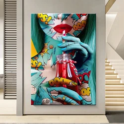 Full Diamond Painting Modern Graffiti Art Fashionable Sexy Red Lips Woman Diamond Mosaic Needlework Picture Home Decor