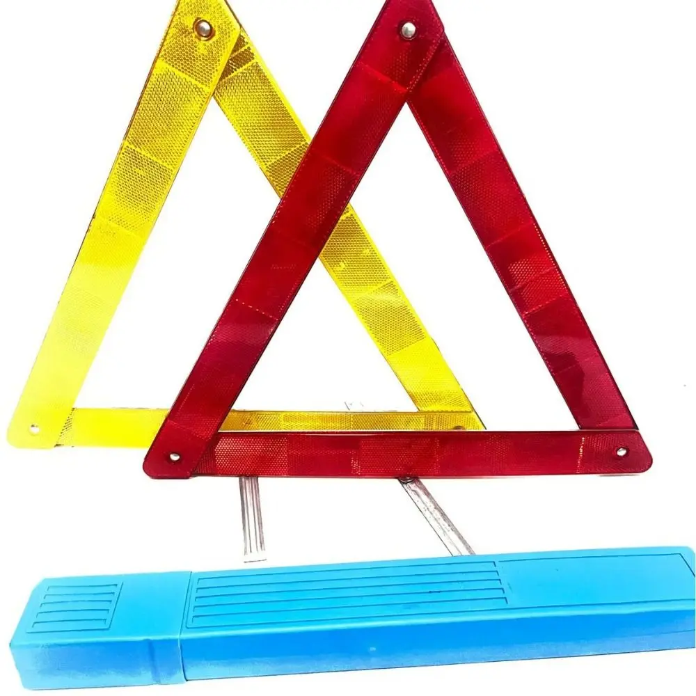 Picture 5: Reflective Emergency Warning Triangle Metal Bracket Folded Stop Sign Road Safety Device 2Pcs Set Foldable Safety Hazard Warning