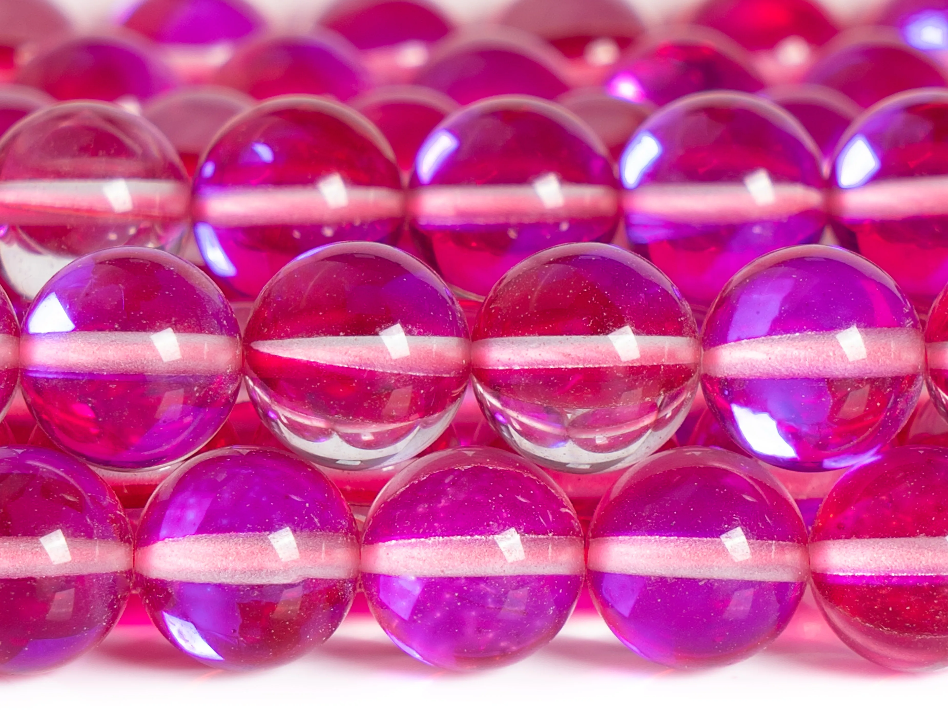 

Rose Red Mystic Aura Quartz Beads Round Loose Beads Round Size Options 6/8/10/12mm for Jewelry Making