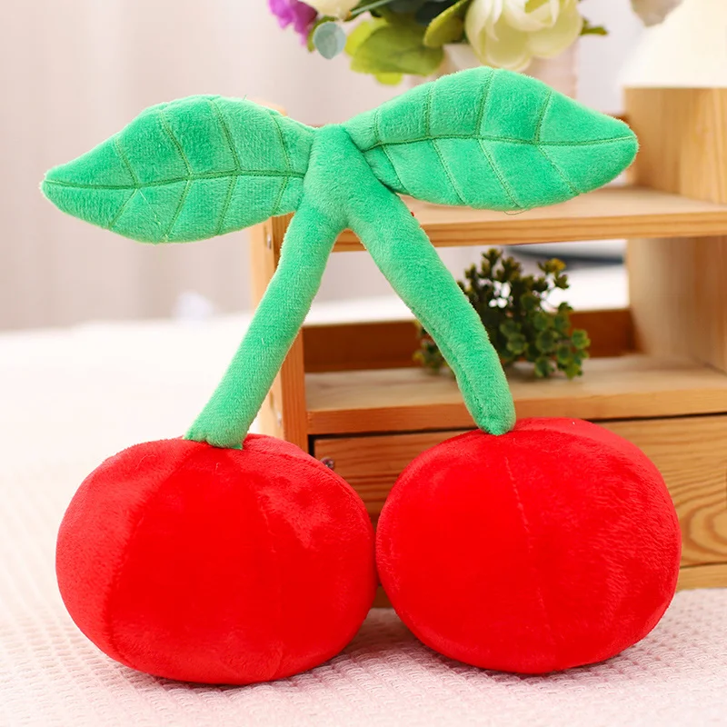 Simulação de frutas e vegetais macios brinquedos de pelúcia para crianças, cereja fofa dos desenhos animados, brinquedo calmante para meninas, 22 cm, 35 cm, 60cm