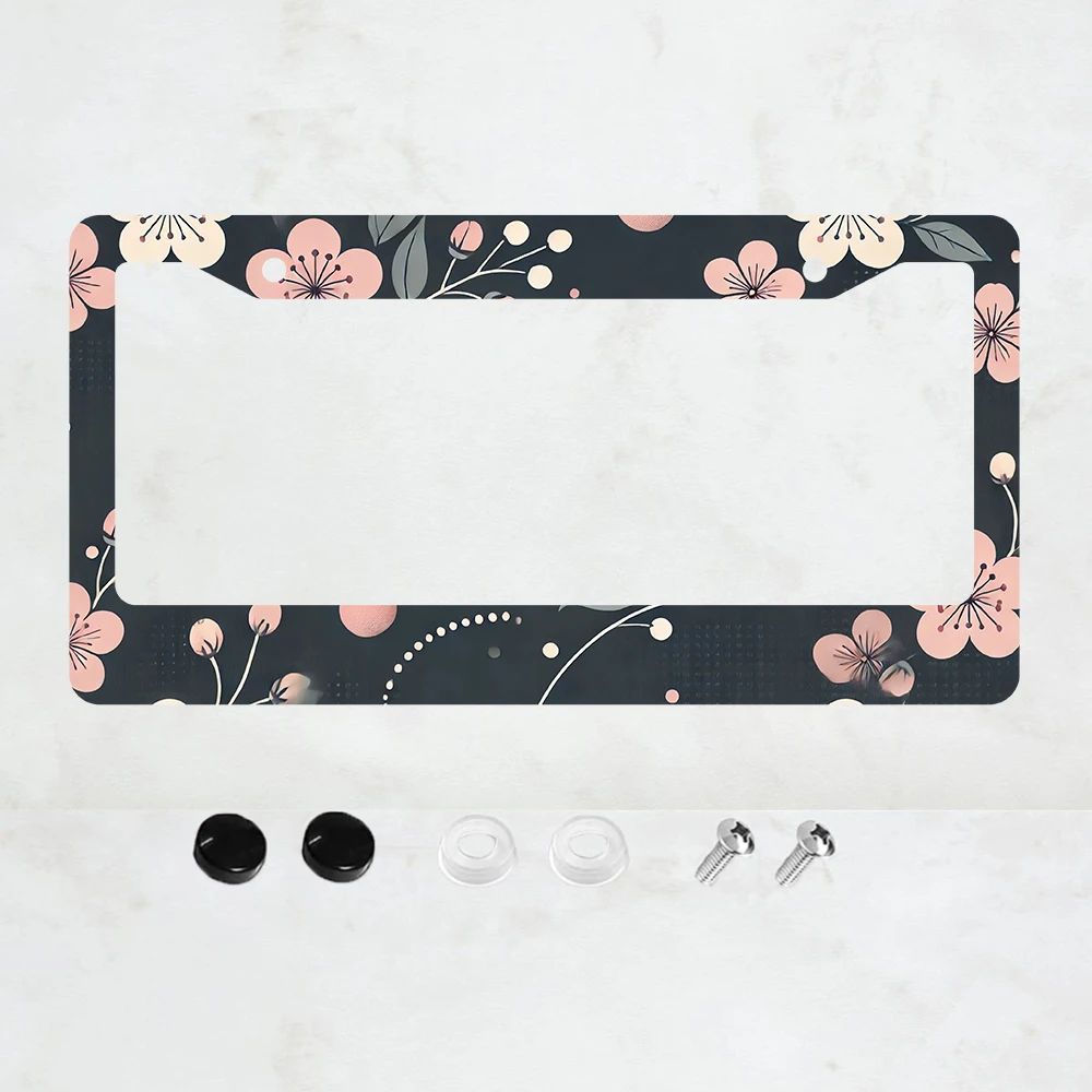 

1 шт. Персонализированная алюминиевая рамка для номерного знака с изображением цветов вишни - стандартный размер США, декоративный кронштейн для автомобильного номерного знака, 2 отверстия