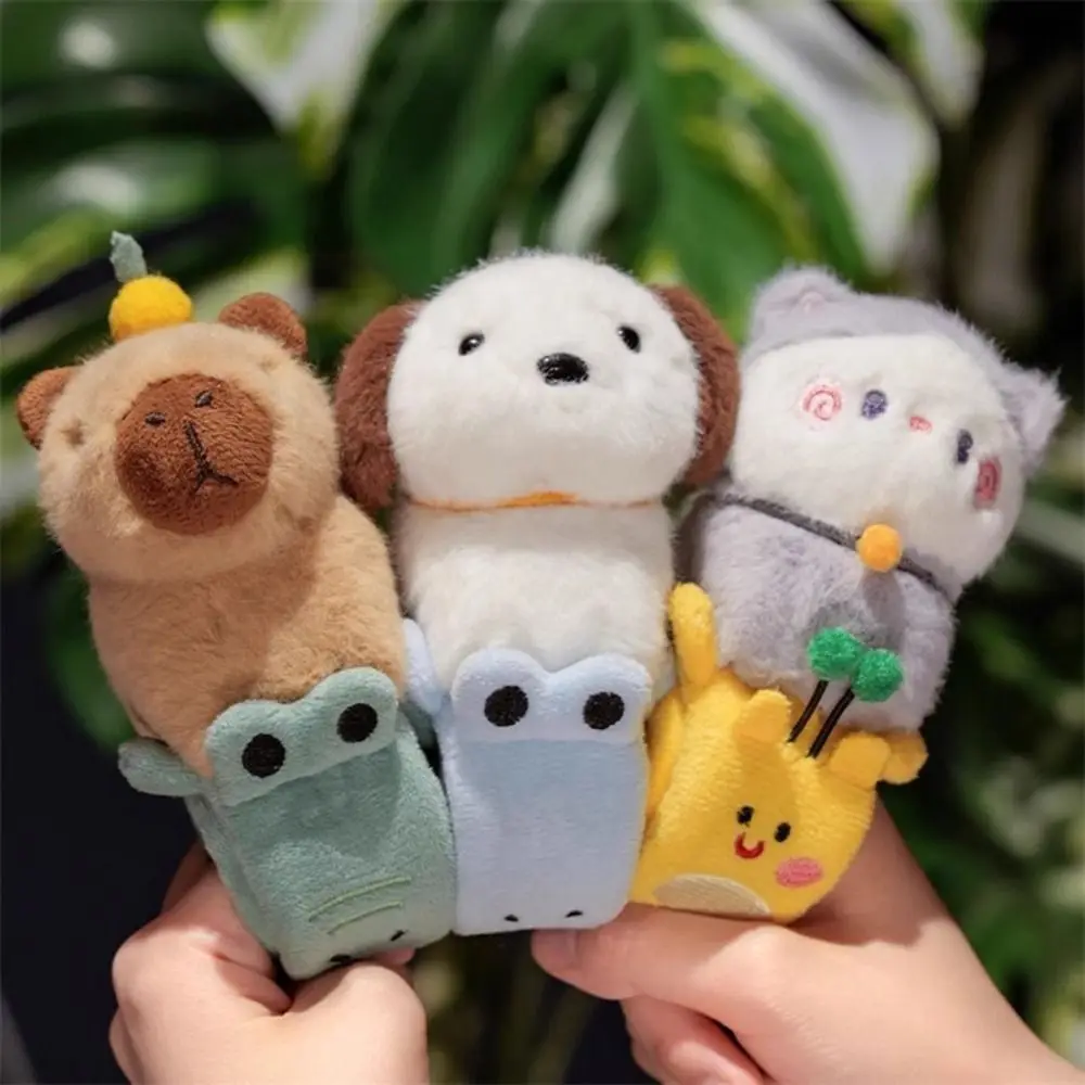 Cute Plush Capybara Slap Bracelets Cartoon Stuffed Dolls Animal Clap Ring Interactive Toy Kids Gift