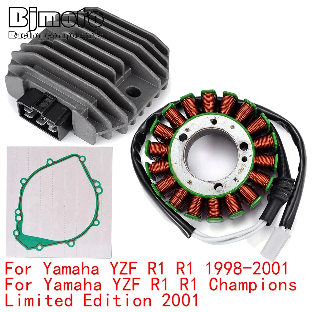 

YZFR1 2001 Engine Stator Coil+Voltage Regulator rectifier For Yamaha YZF R1 R1 Champions Limited Edition 1998-2000 With Gasket