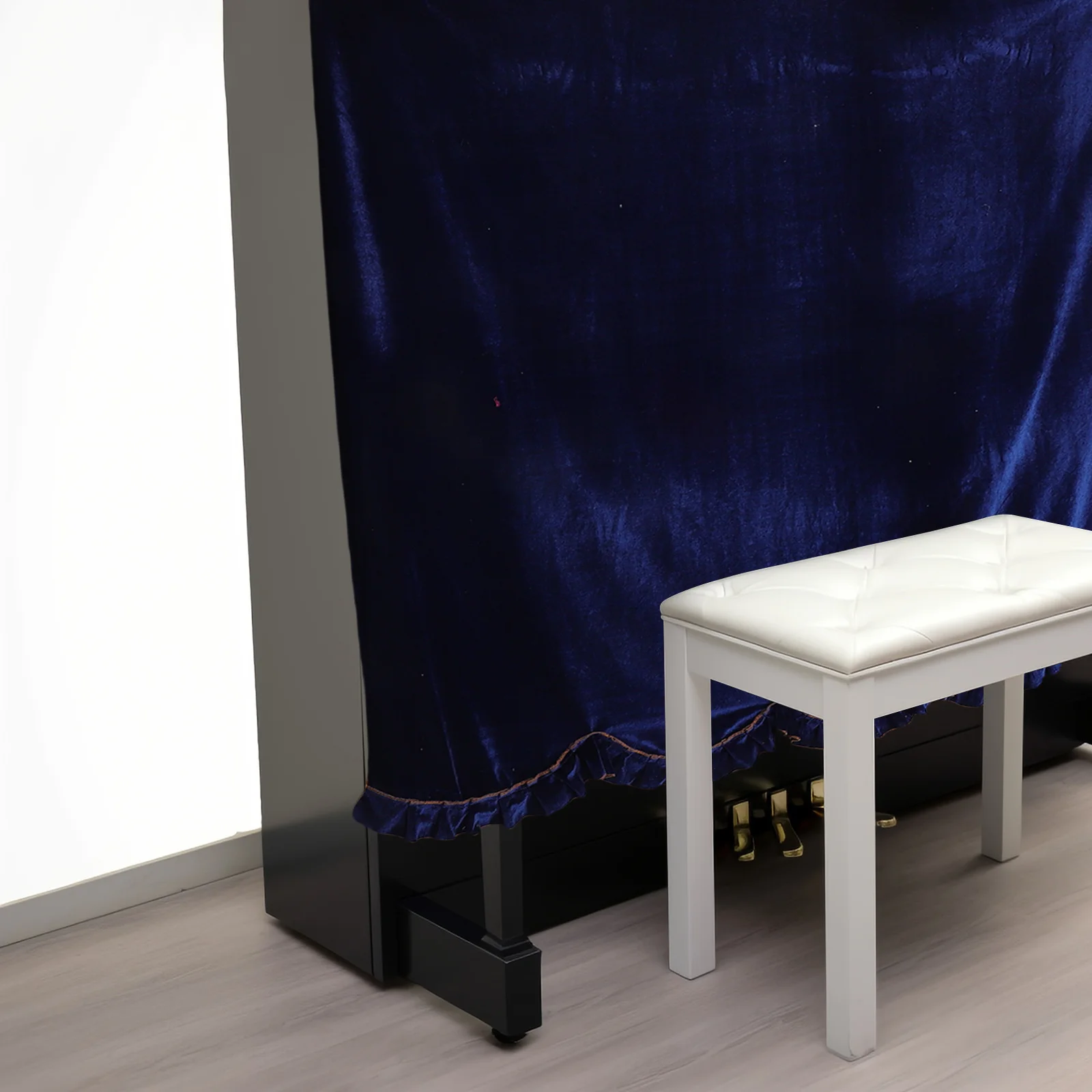 

Luxurious Pleuche Piano Cover Blue Full Dustproof Protector Cloth Washable Reusable Slipcover Upright Vertical Pianos Decorative