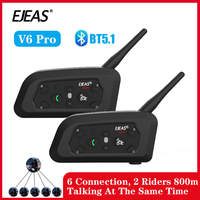 EJEAS V6 Pro Helmet Intercom Headset Motorcycle Bluetooth 1200m Interphone Communicator Full Duplex for 6 Riders Waterproof IP65