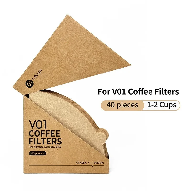 High-Quality Virgin Wood Pulp Coffee Filter Paper Cone Funnel Set - 40 Sheets Also Use for Tea Cups