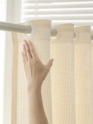 linen curtain screen curtain no punching easy installation bedroom bay window ins wind light opaque shading cloth
