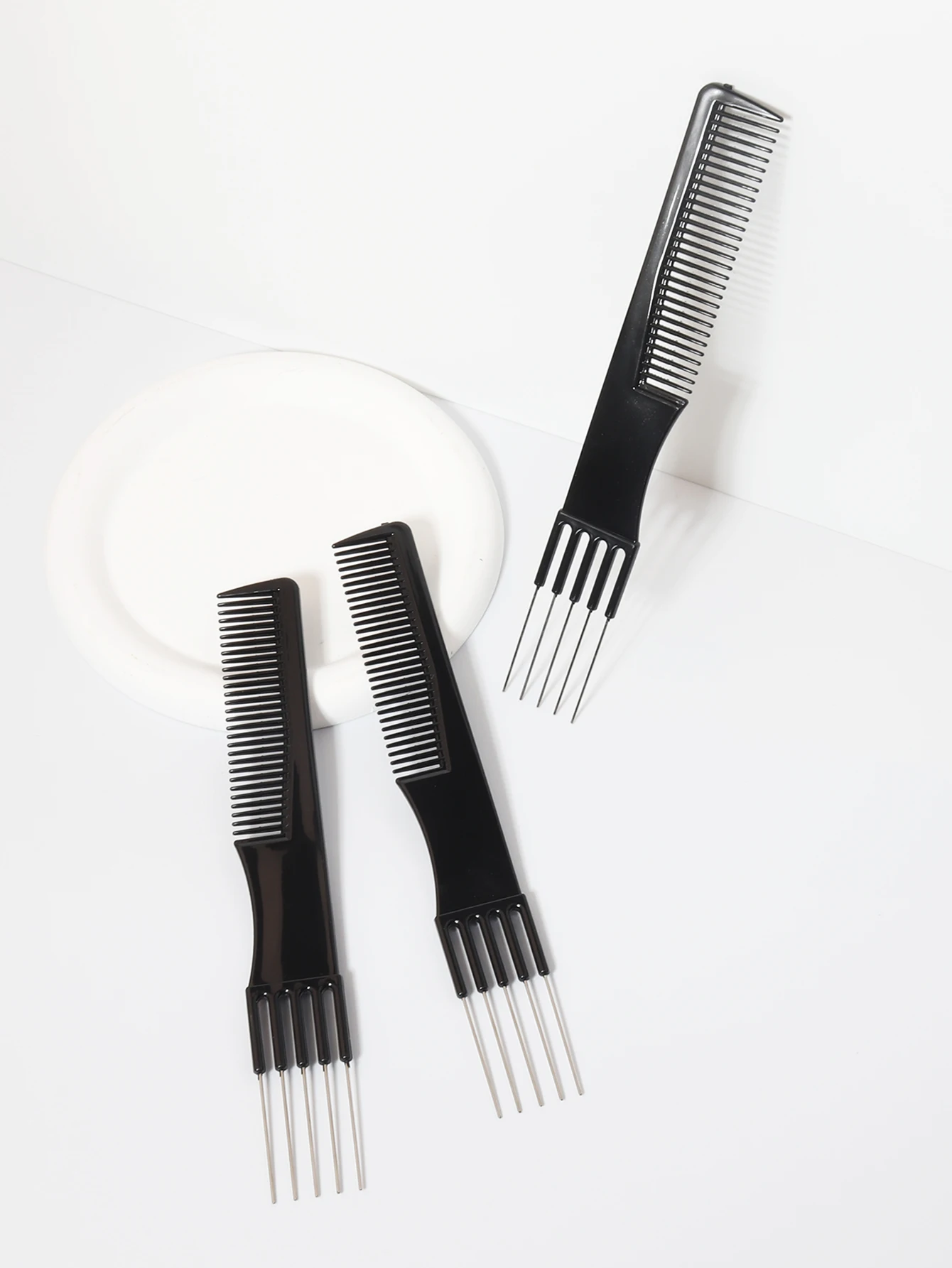 Set di pettini per styling da 1/3 pezzi, con forchetta metallica in acciaio inossidabile e pettine a denti fini, speciale per parrucche di capelli veri