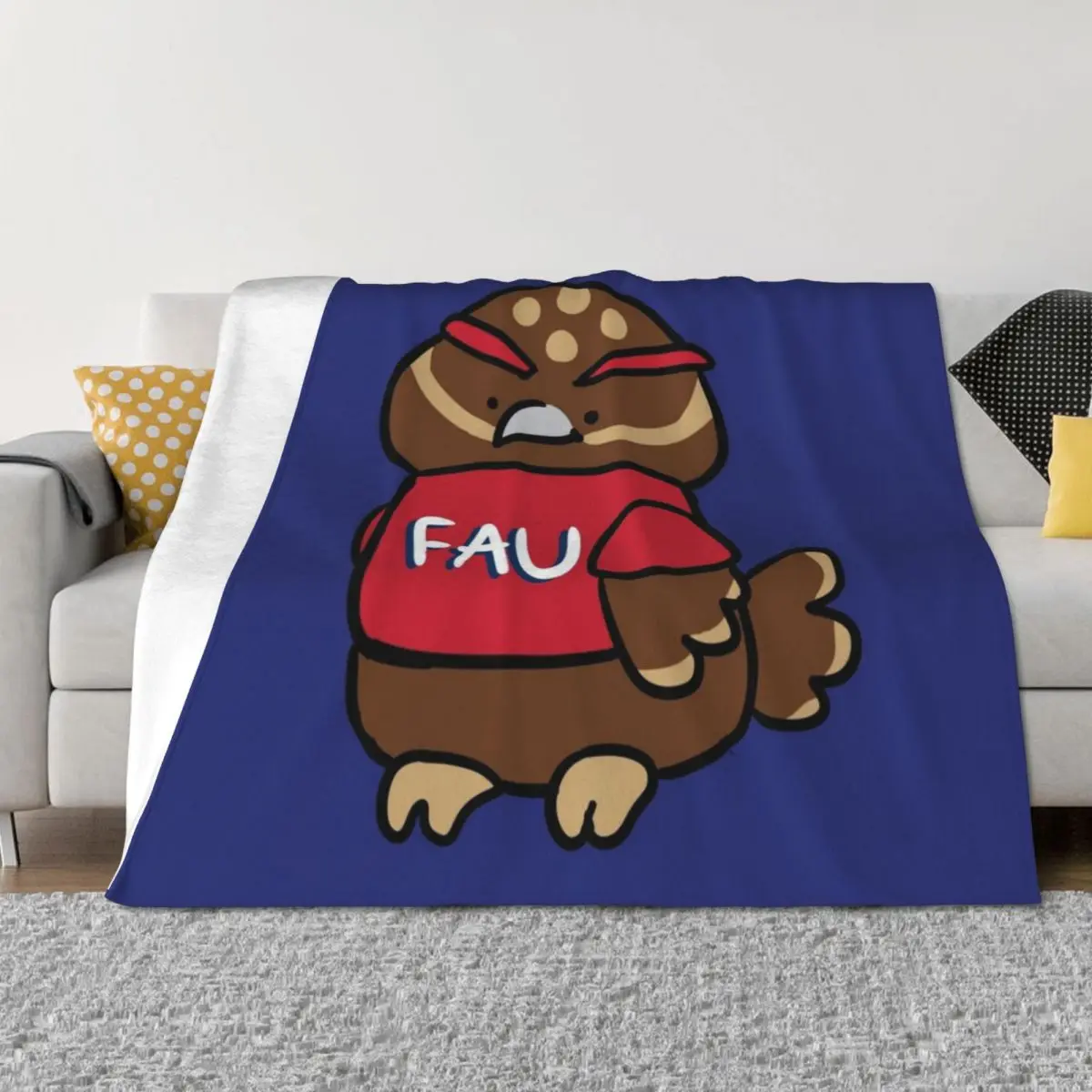 

Owlsley the Owl - Florida Atlantic University Throw Blanket Furrys Flannel Designers Sofa Quilt Blankets