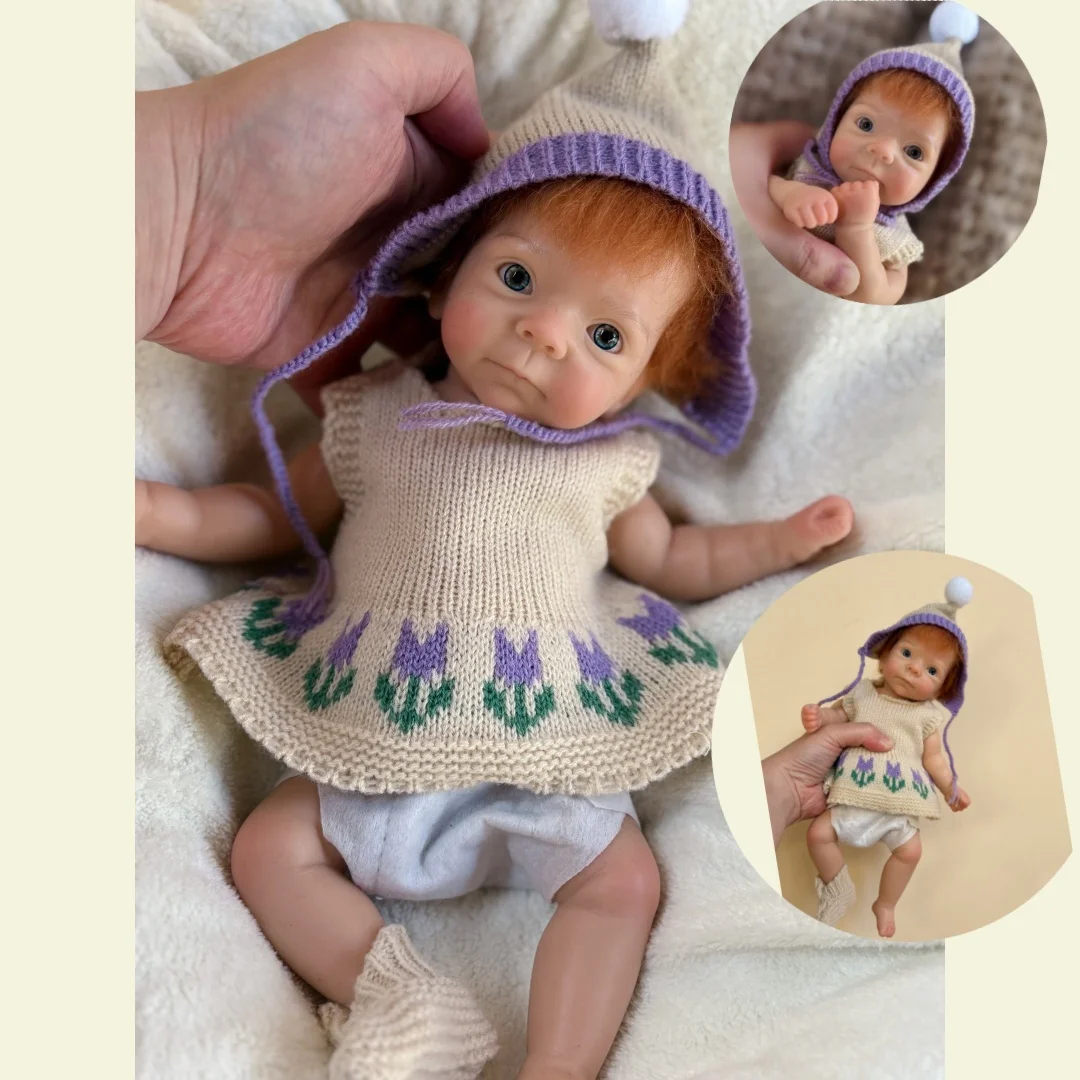 

26cm Washable Open Eyes Whole Body Silicone Reborn Girl Doll With Rooted Hair Lifelike Newborn Doll With Painted Skin