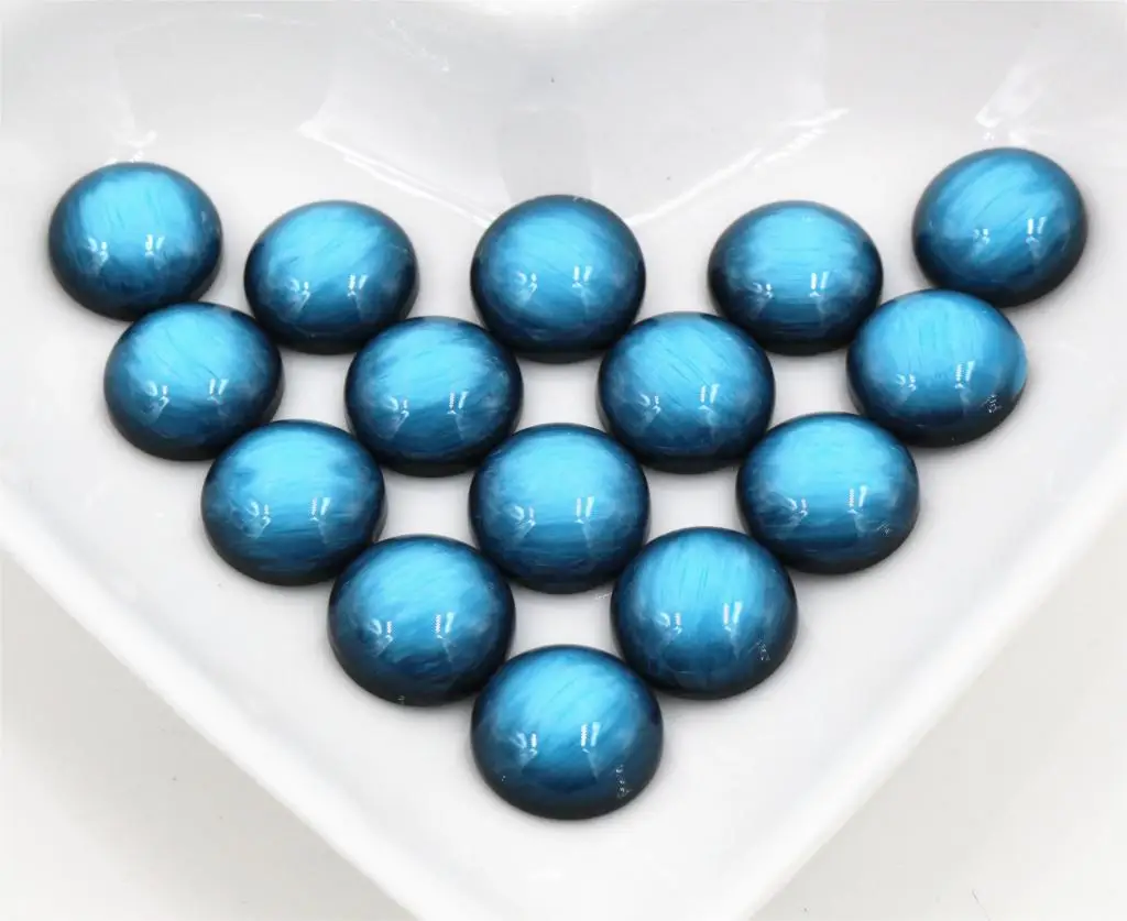 New Fashion 40pcs 12mm Sky Blue Colors Stylish Brushed Style Flat back Resin Cabochons Cameo-V5-08